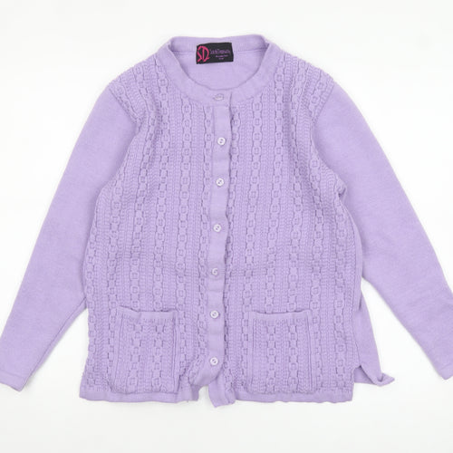 Sarah Dunnway Women's Purple Cable-Knit Cardigan S