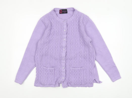 Sarah Dunnway Women's Purple Cable-Knit Cardigan S