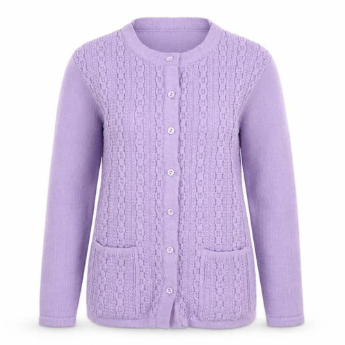 Sarah Dunnway Women's Purple Cable-Knit Cardigan S