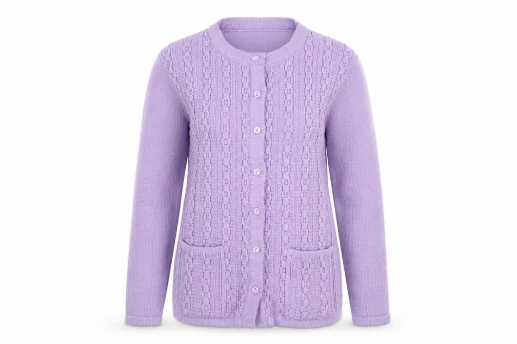 Sarah Dunnway Women's Purple Cable-Knit Cardigan S