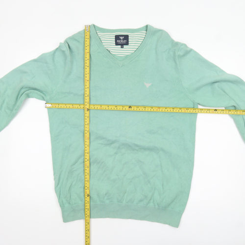 Morley Women’s Green V-Neck Cotton Pullover Jumper Size L