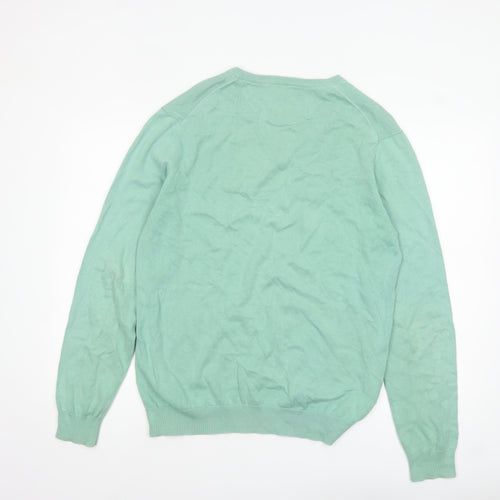 Morley Women’s Green V-Neck Cotton Pullover Jumper Size L