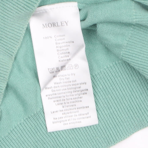 Morley Women’s Green V-Neck Cotton Pullover Jumper Size L