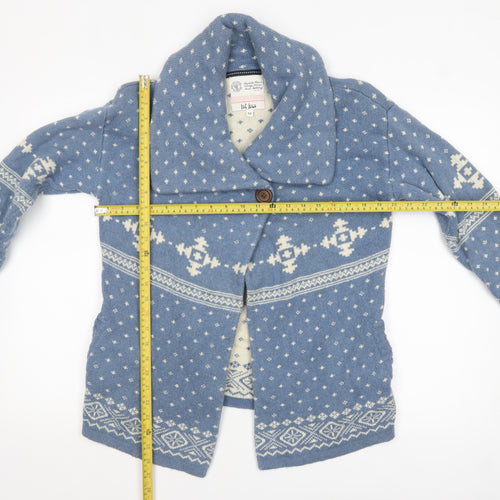 Fat Face Women's Blue Fair Isle Cardigan Size 12 Wool Blend
