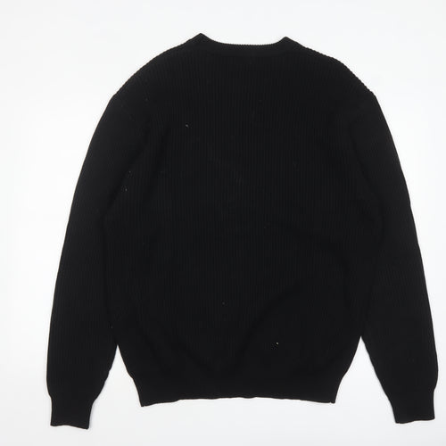 Zara Men's Black Ribbed Crew Neck Pullover Jumper XL