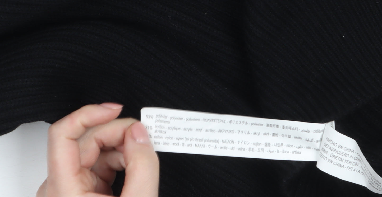 Zara Men's Black Ribbed Crew Neck Pullover Jumper XL