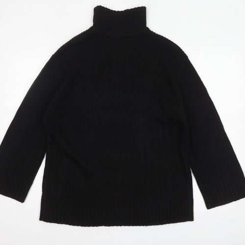 DIVIDED Women's Black High Neck 1/4 Zip Ribbed Knit Jumper Size 8