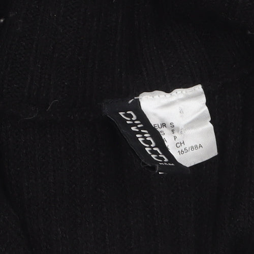 DIVIDED Women's Black High Neck 1/4 Zip Ribbed Knit Jumper Size 8