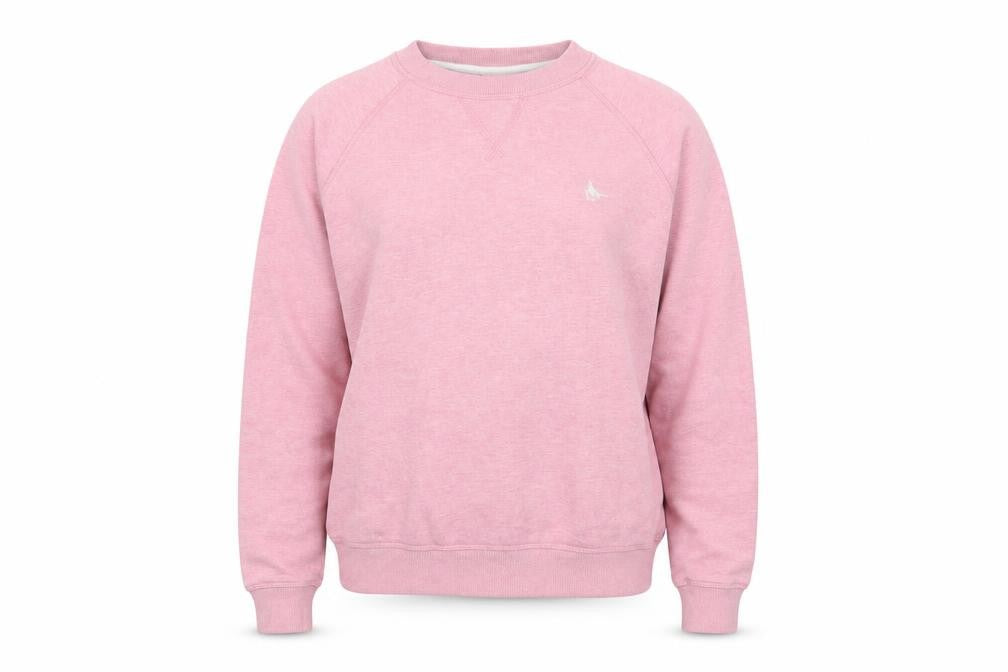 Front view of Jack Wills women’s pink crew neck pullover sweatshirt, size UK 4