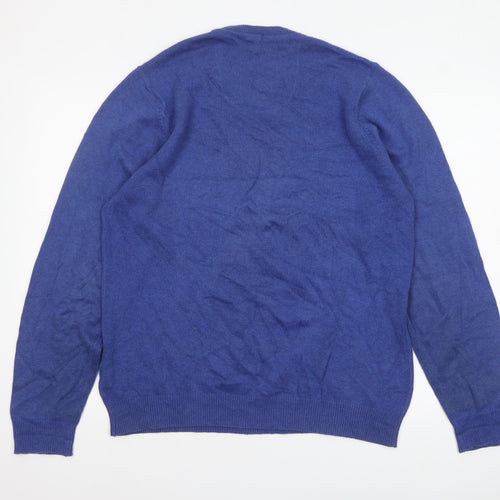 Marks and Spencer Blue Harbour Men’s Blue Cotton V-Neck Jumper M