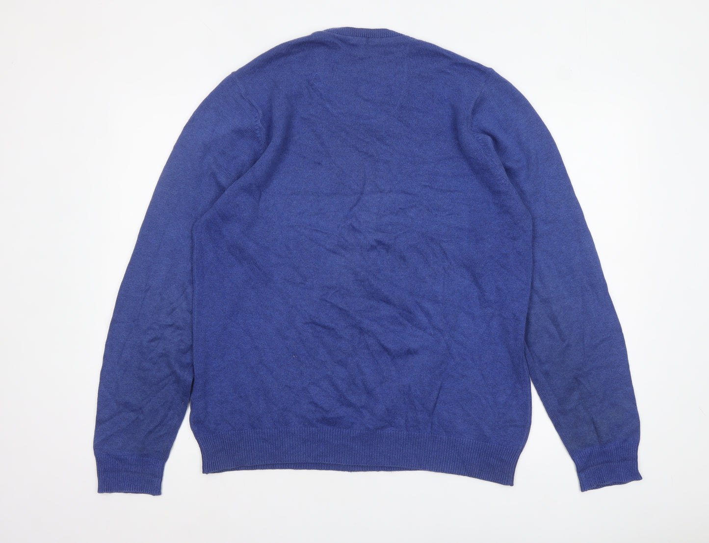 Marks and Spencer Blue Harbour Men’s Blue Cotton V-Neck Jumper M