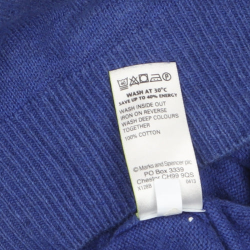 Marks and Spencer Blue Harbour Men’s Blue Cotton V-Neck Jumper M