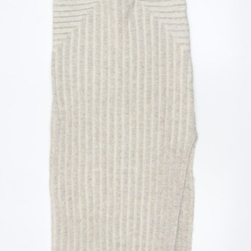 Topshop Women Beige Wool Knit Midi Pencil Skirt M