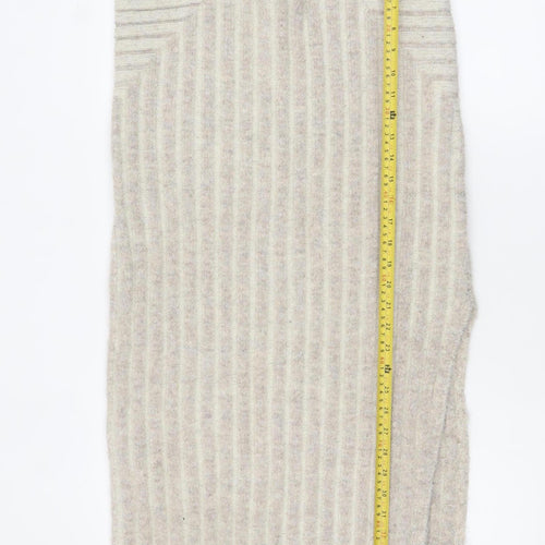 Topshop Women Beige Wool Knit Midi Pencil Skirt M