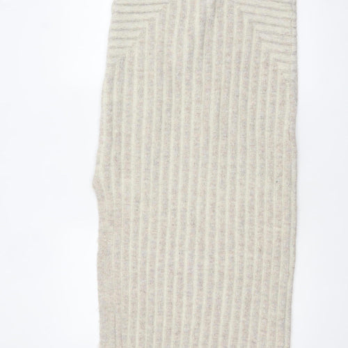 Topshop Women Beige Wool Knit Midi Pencil Skirt M