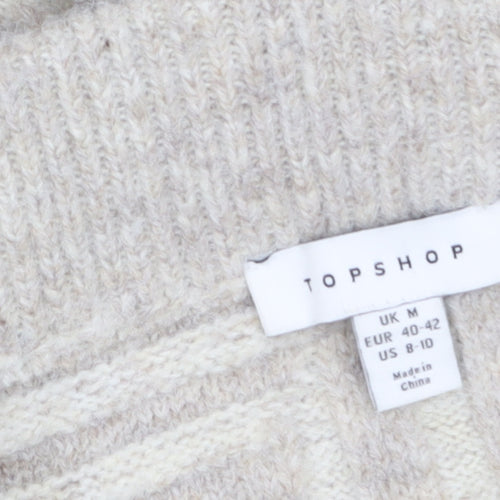 Topshop Women Beige Wool Knit Midi Pencil Skirt M