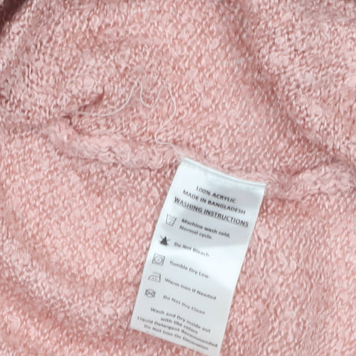 The Roadster Life Co Women Pink Grey Striped Acrylic Cardigan M