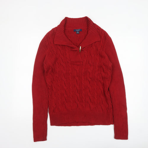Chaps Women's Red Cotton Cable-Knit Pullover Jumper Size L