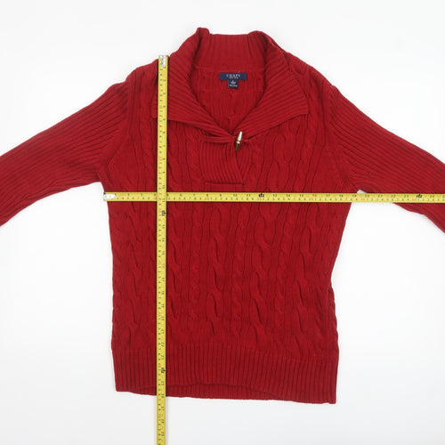 Chaps Women's Red Cotton Cable-Knit Pullover Jumper Size L