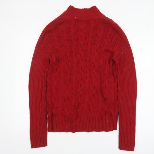 Chaps Women's Red Cotton Cable-Knit Pullover Jumper Size L