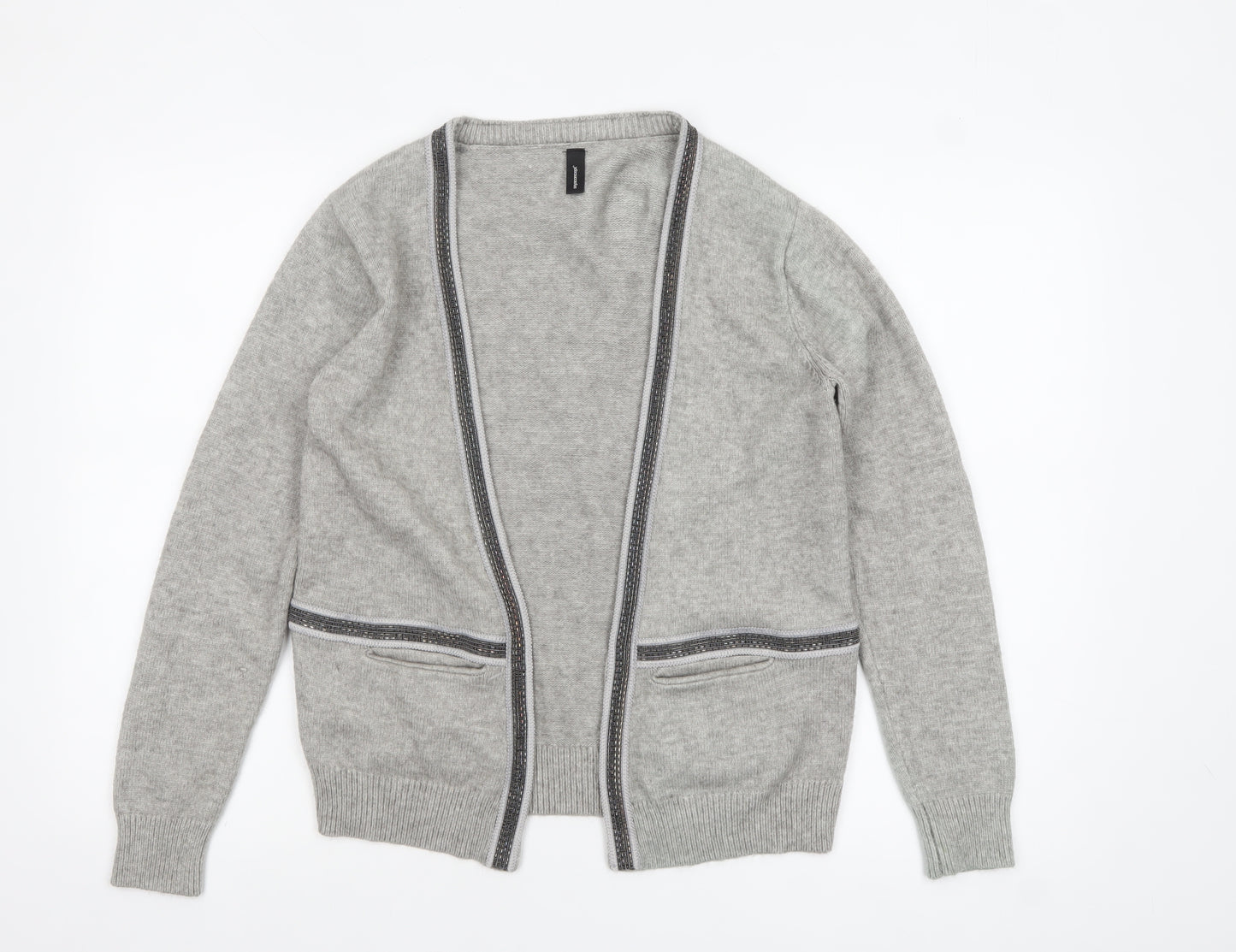 Soyaconcept Women's Grey Knit Open Cardigan Size S Lightweight