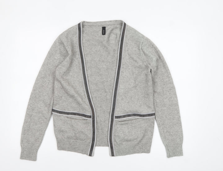 Soyaconcept Women's Grey Knit Open Cardigan Size S Lightweight