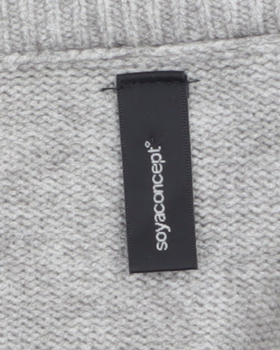 Soyaconcept Women's Grey Knit Open Cardigan Size S Lightweight