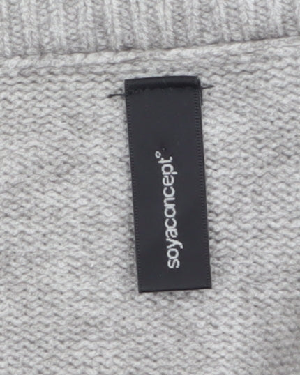 Soyaconcept Women's Grey Knit Open Cardigan Size S Lightweight