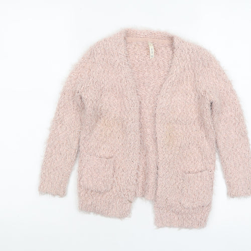 Young Dimension Girls Pink Fuzzy Open Front Cardigan 4-5 Years
