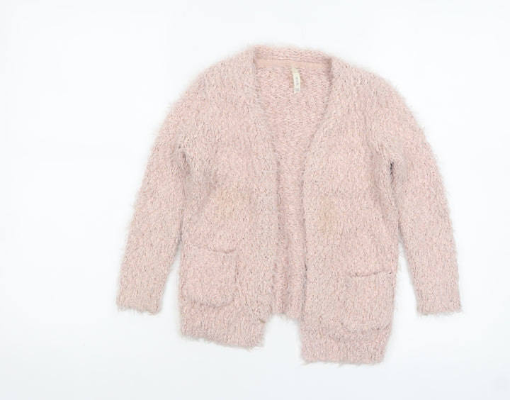 Young Dimension Girls Pink Fuzzy Open Front Cardigan 4-5 Years