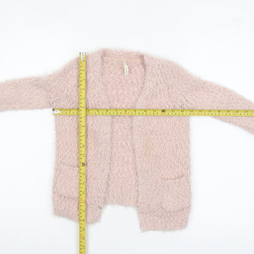 Young Dimension Girls Pink Fuzzy Open Front Cardigan 4-5 Years