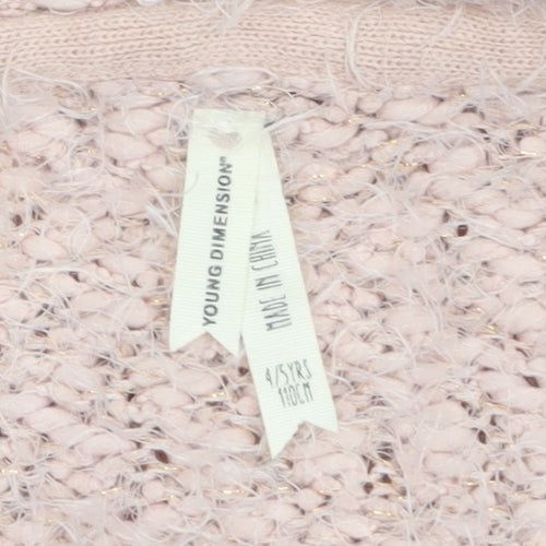 Young Dimension Girls Pink Fuzzy Open Front Cardigan 4-5 Years