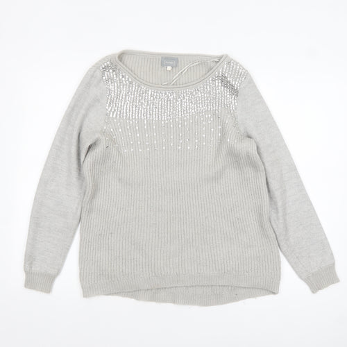 Mint Velvet Women’s Grey Sequin Knit Jumper Size 12