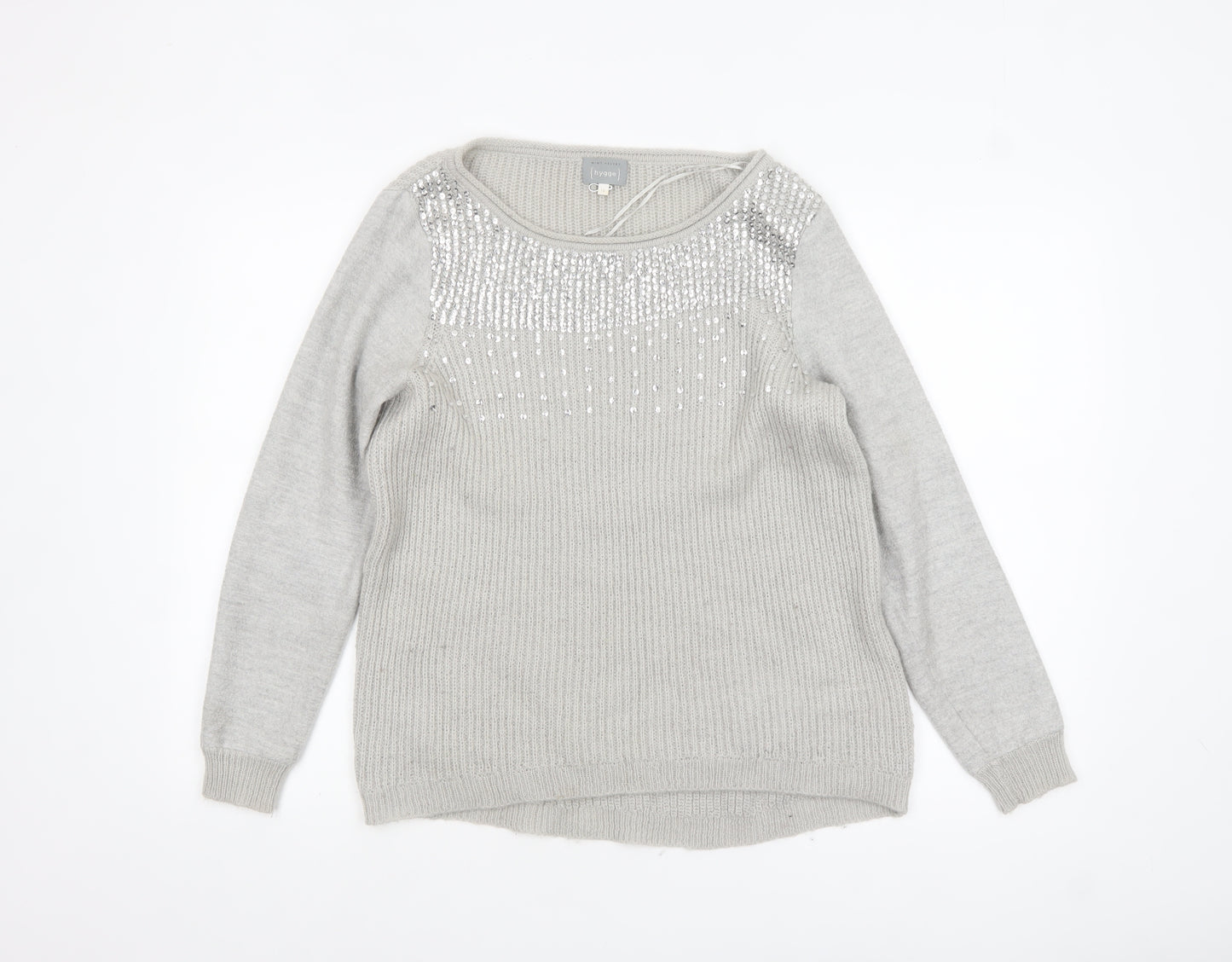 Mint Velvet Women’s Grey Sequin Knit Jumper Size 12
