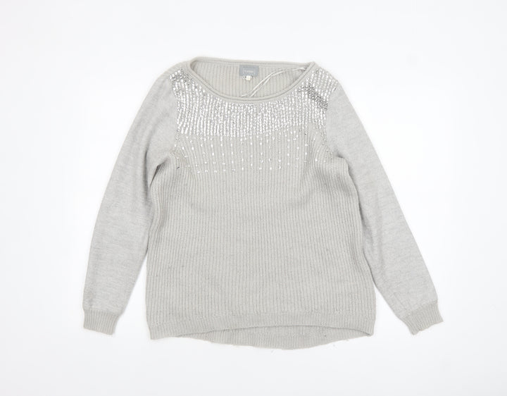 Mint Velvet Women’s Grey Sequin Knit Jumper Size 12