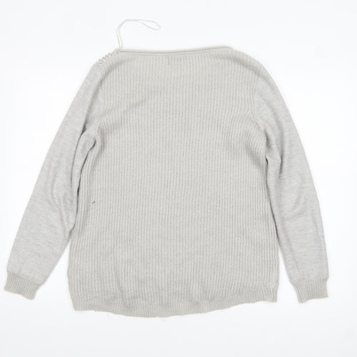 Mint Velvet Women’s Grey Sequin Knit Jumper Size 12