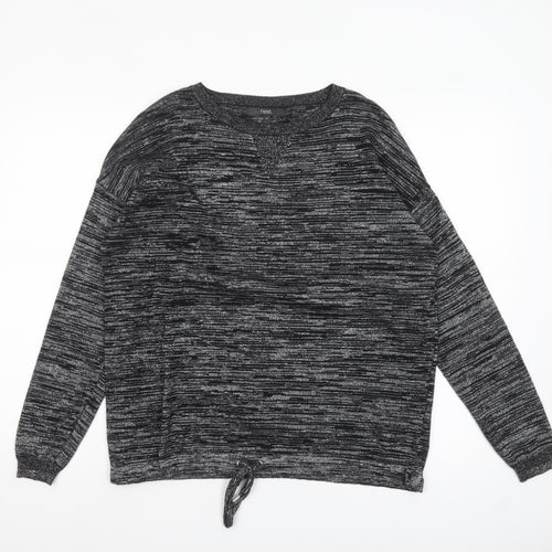 Next Womens Grey Crew Neck Tie Hem Long Sleeve Jumper Size 10