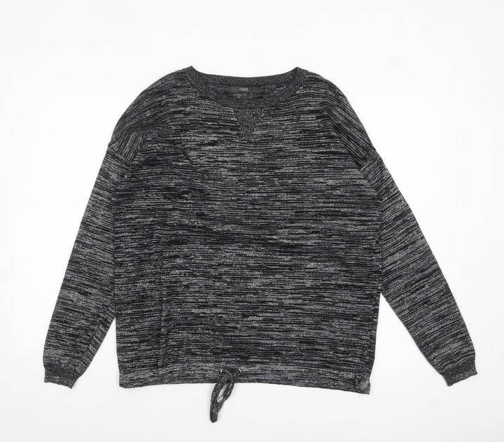 Next Womens Grey Crew Neck Tie Hem Long Sleeve Jumper Size 10