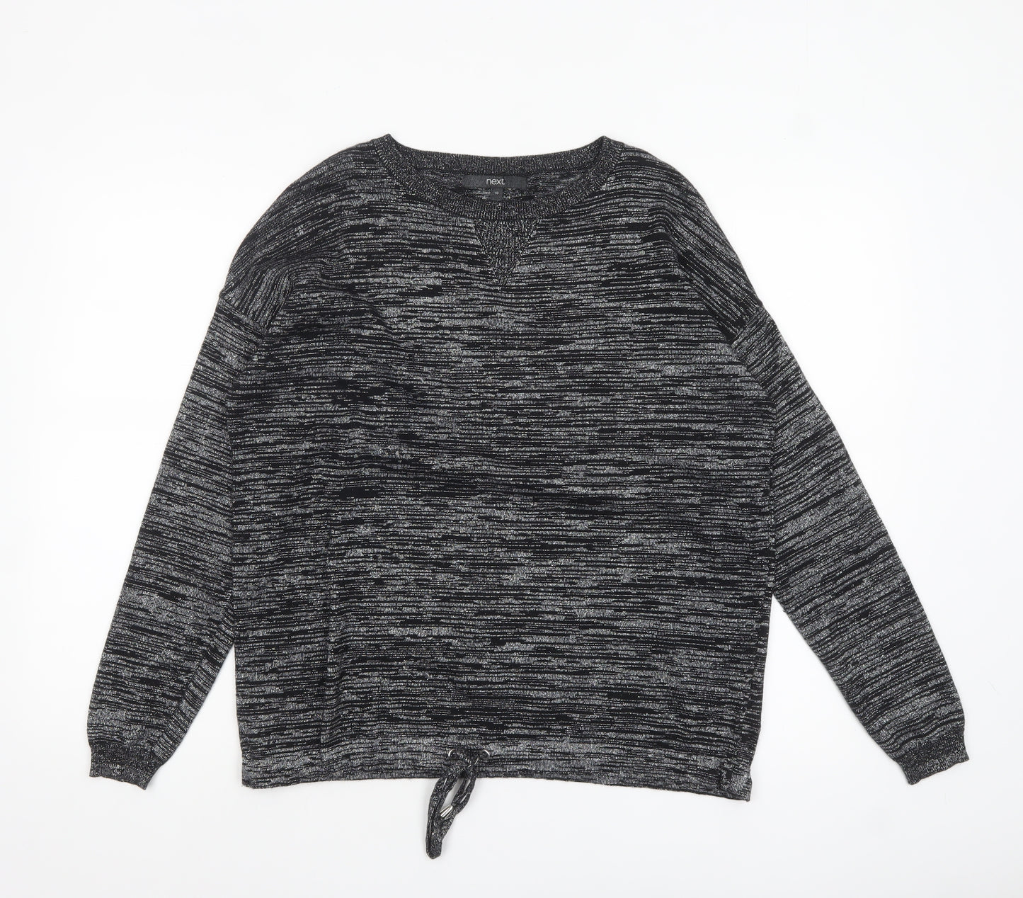 Next Womens Grey Crew Neck Tie Hem Long Sleeve Jumper Size 10