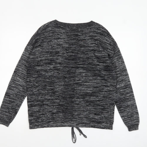 Next Womens Grey Crew Neck Tie Hem Long Sleeve Jumper Size 10