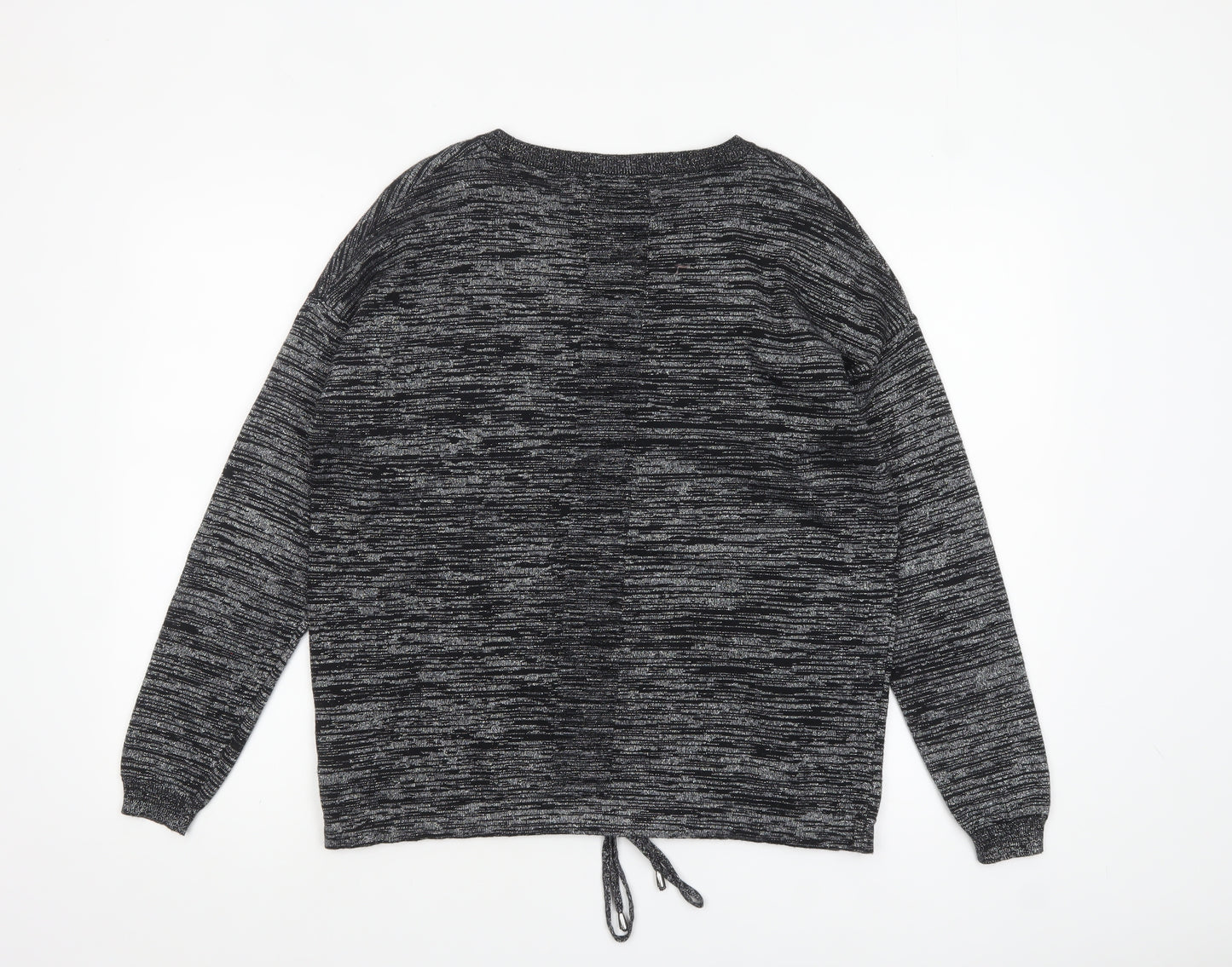 Next Womens Grey Crew Neck Tie Hem Long Sleeve Jumper Size 10