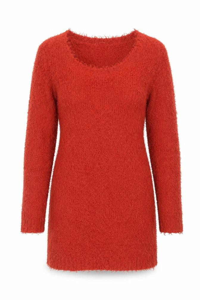 Front view of Red Herring Women's Red Long Sleeve Scoop Knit Jumper, size 14