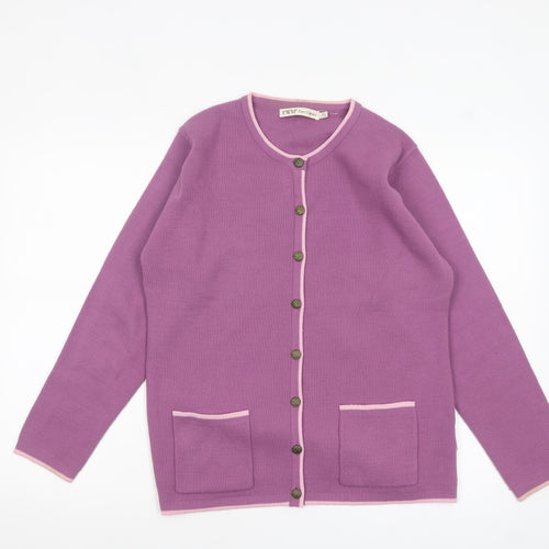 EWM Women's Purple Cardigan Knit Jumper Size 14-16 Acrylic