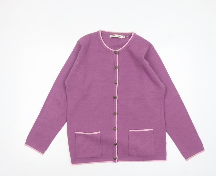 EWM Women's Purple Cardigan Knit Jumper Size 14-16 Acrylic