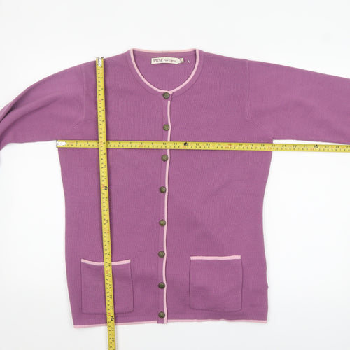 EWM Women's Purple Cardigan Knit Jumper Size 14-16 Acrylic