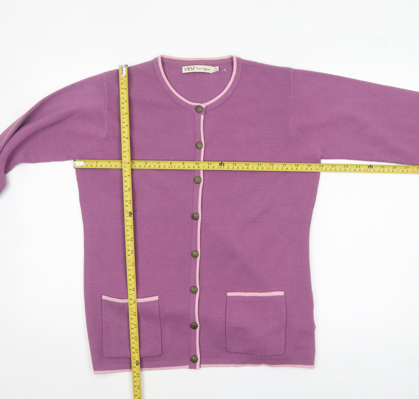 EWM Women's Purple Cardigan Knit Jumper Size 14-16 Acrylic