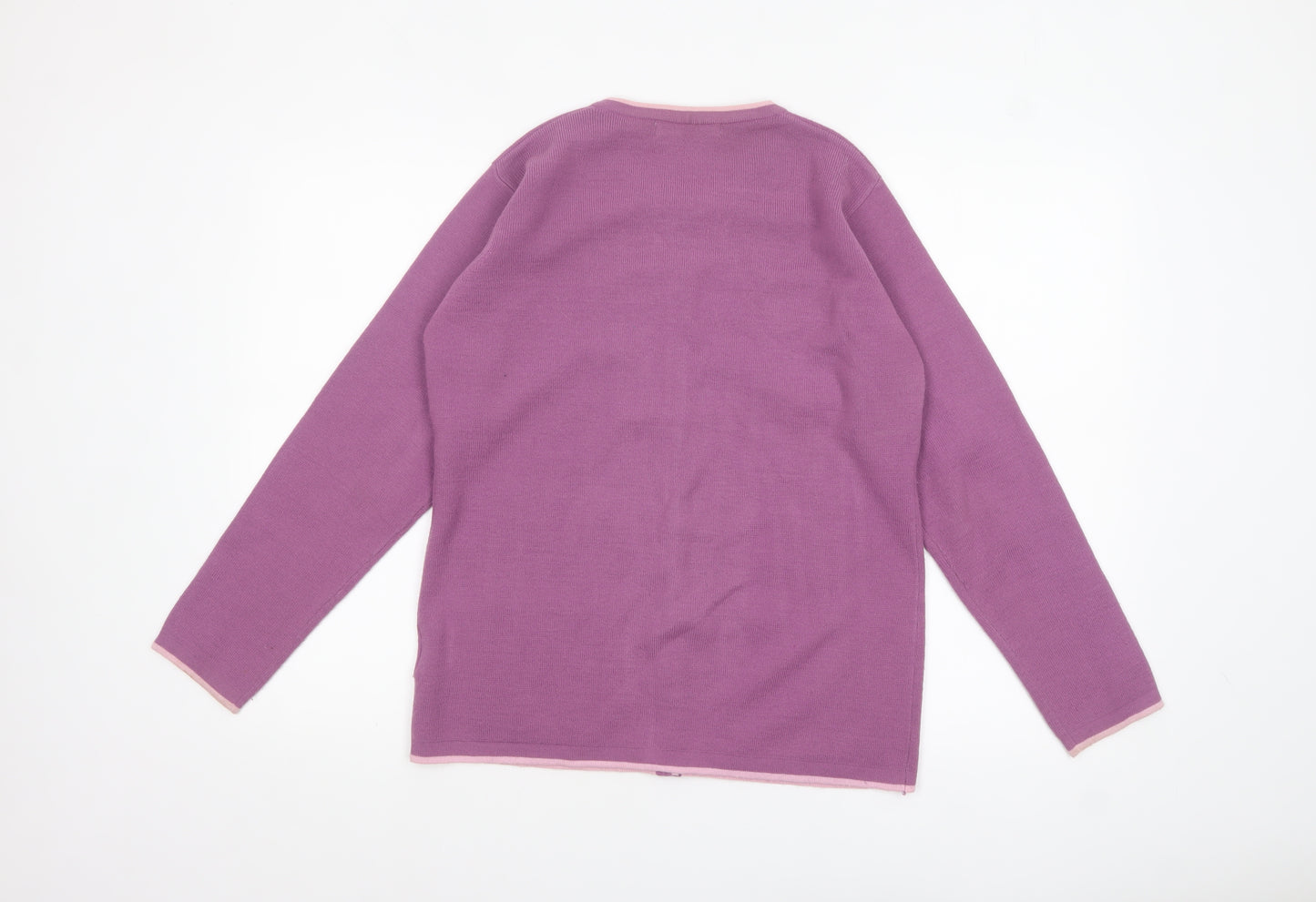 EWM Women's Purple Cardigan Knit Jumper Size 14-16 Acrylic