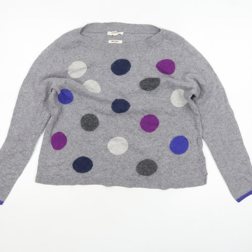 White Stuff Women's Grey Polka Dot Wool Blend Jumper UK 16