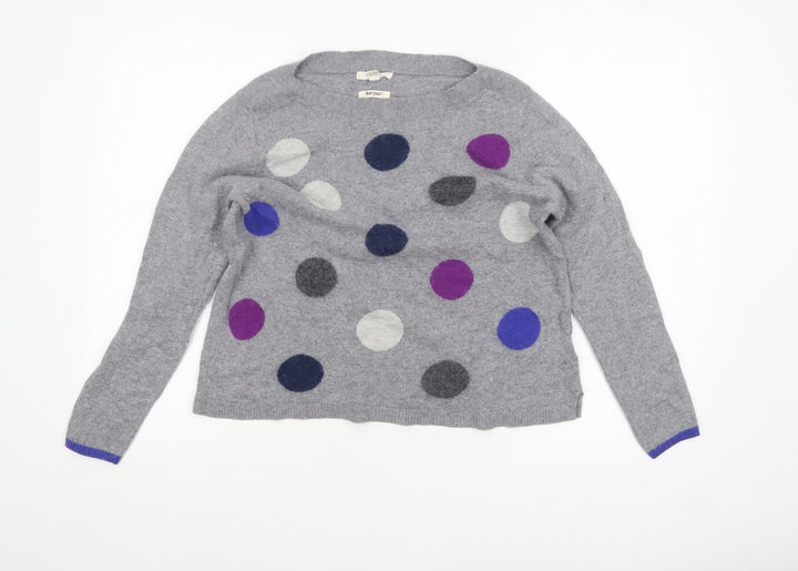 White Stuff Women's Grey Polka Dot Wool Blend Jumper UK 16