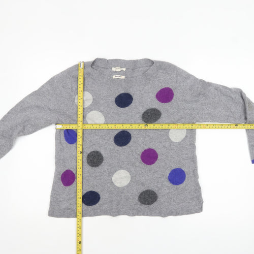 White Stuff Women's Grey Polka Dot Wool Blend Jumper UK 16